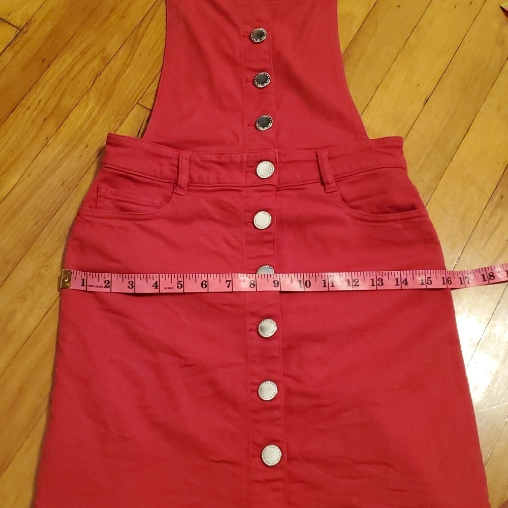 Maje Rira Red Denim Overall Style Button Down Mini Dress size XS. - Picture 12 of 14